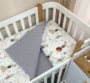 Set lenjerie de schimb pentru patut bebe 3 piese Mix iepurasi gri (3)